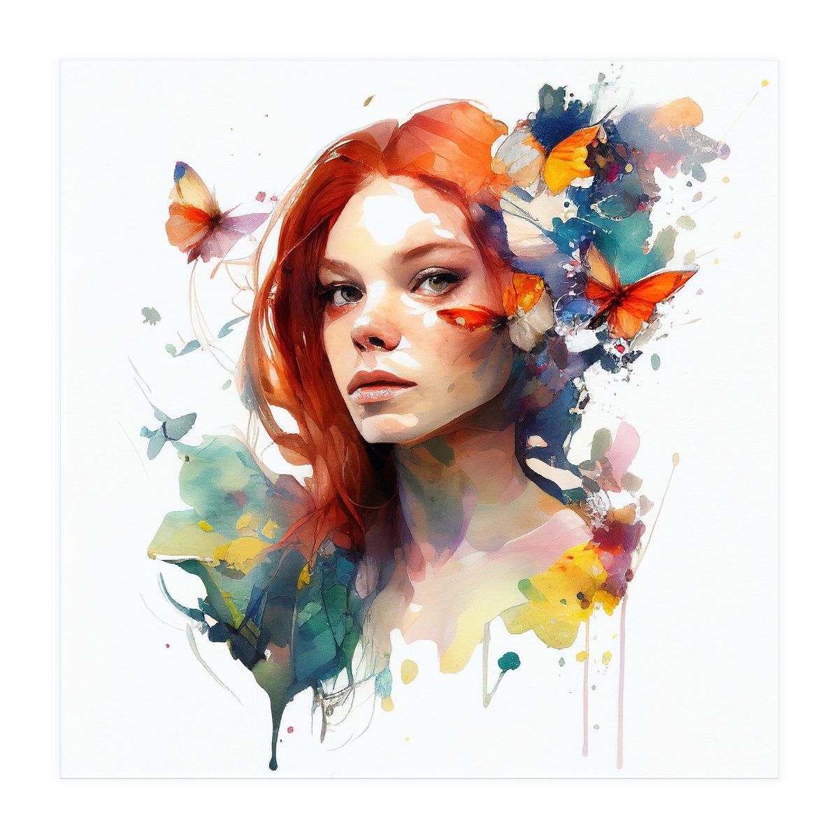 Red Hair Butterfly Reverie (Print Only)