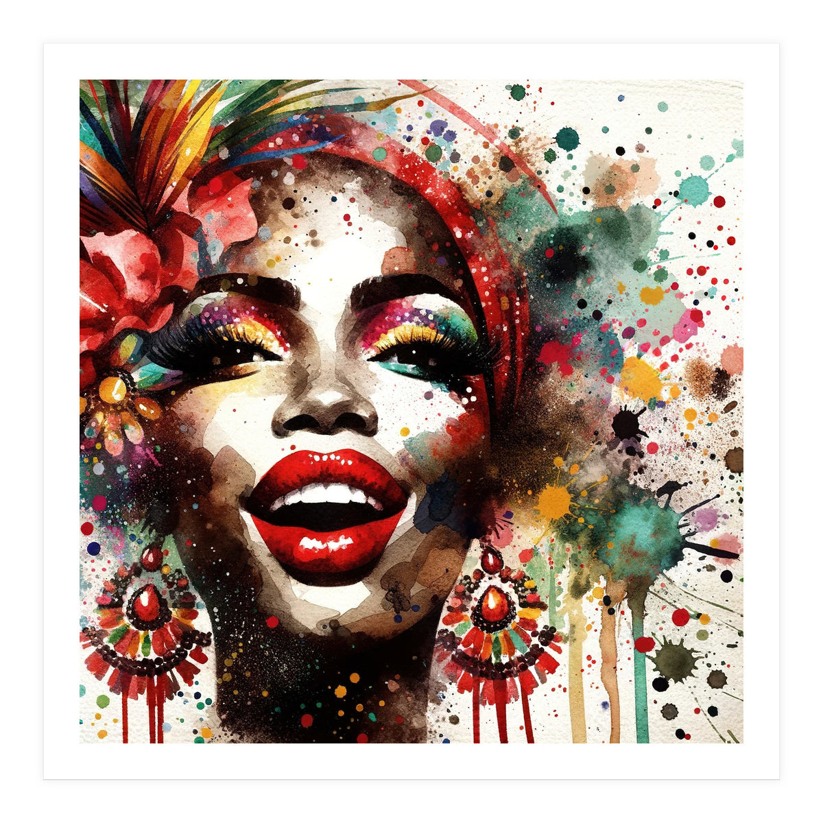 Brazilian Carnival Watercolor Portrait (Print Only)