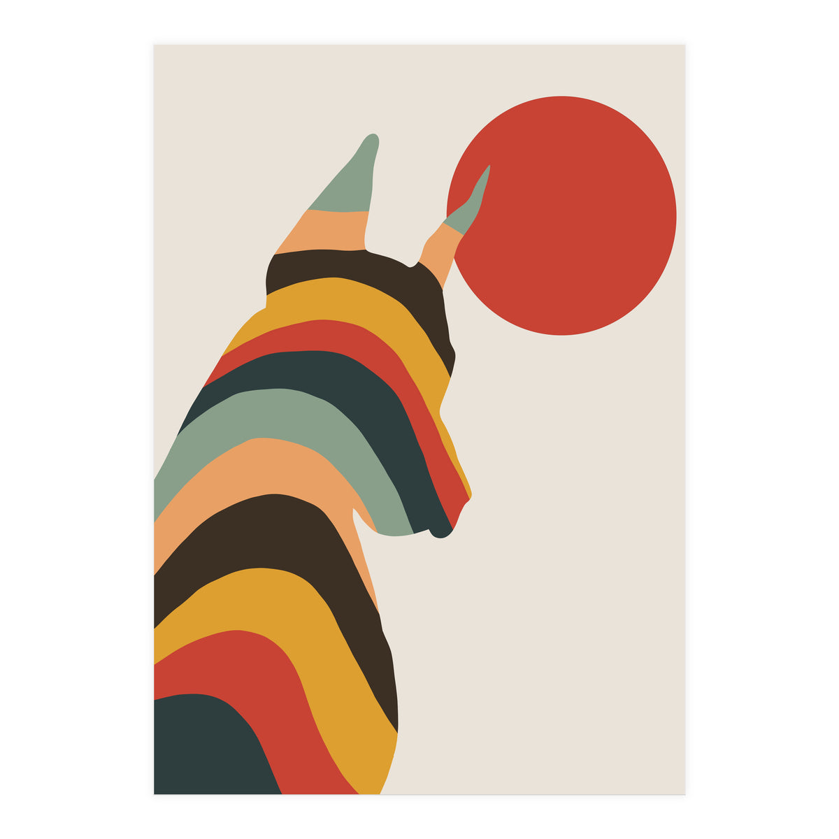 Dog Years, Rainbow Bohemian Animal, Pets Rise Dogs Retro, Eclectic Contemporary Solo (Print Only)