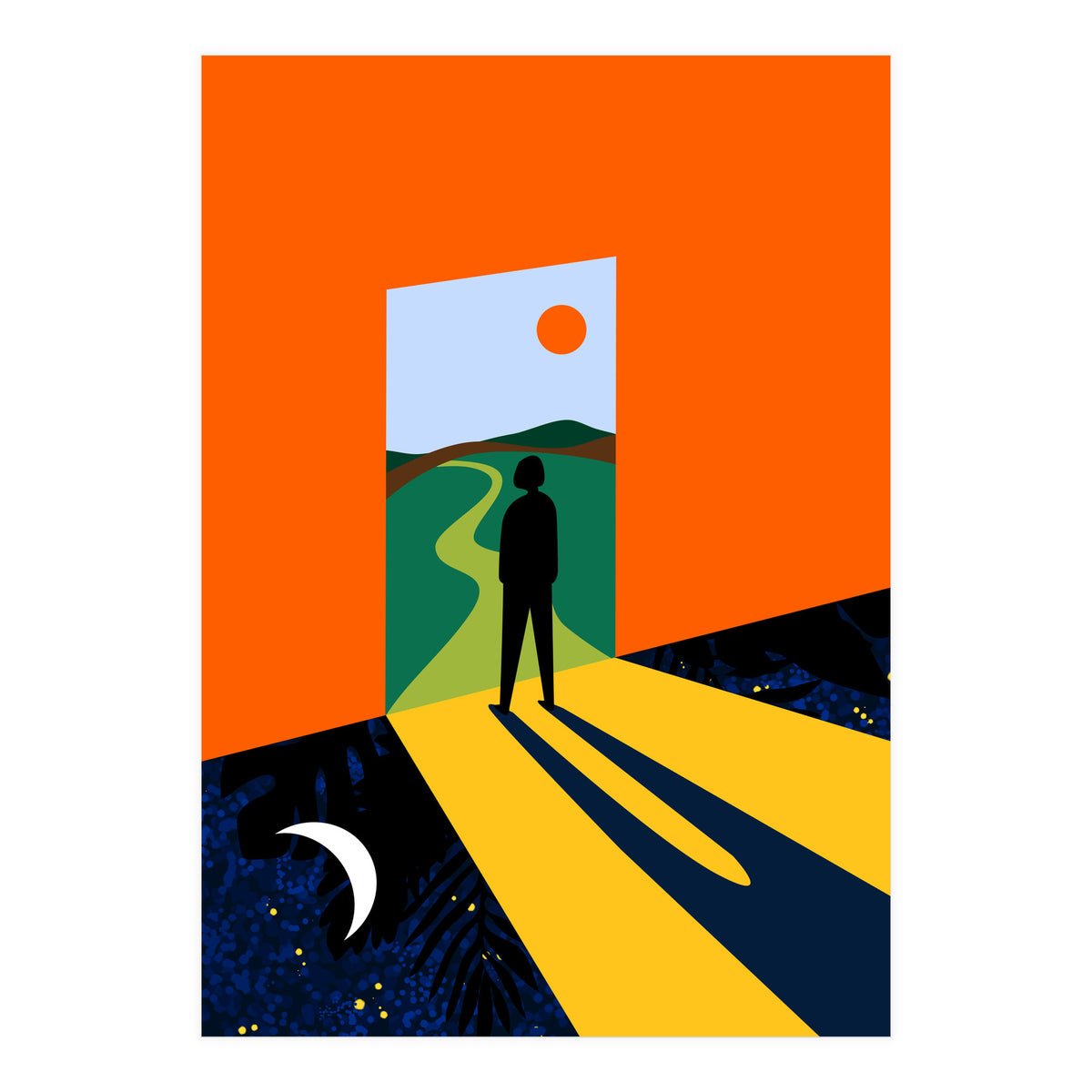 The Path Ahead, Abstract Concept Positivity Growth Mindset People, Eclectic Inspire Bohemian Contemporary Modern Pop Art (Print Only)