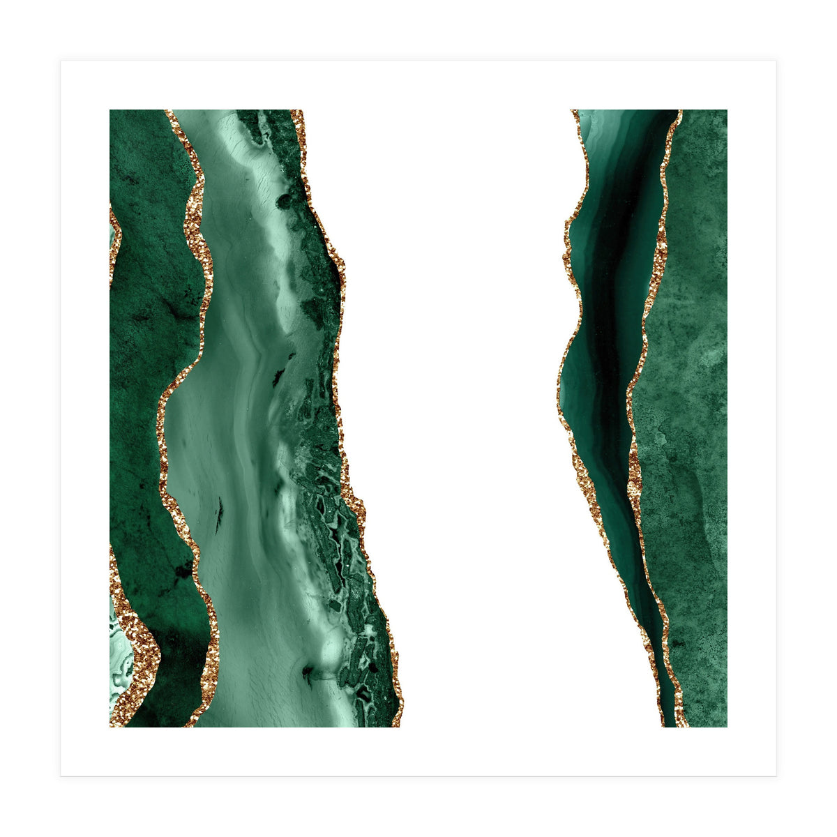 Emerald & Gold Agate Texture 14 (Print Only)