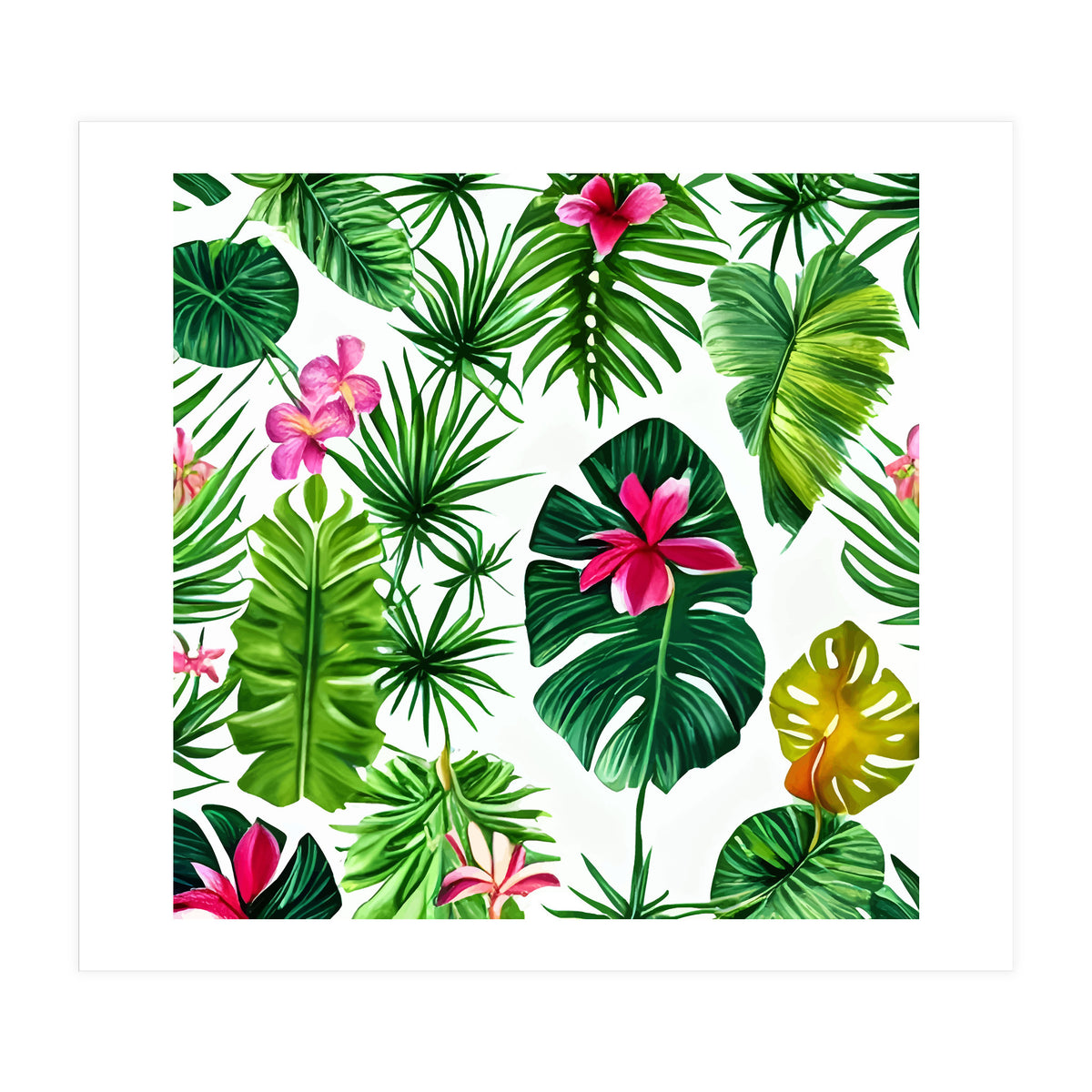 The Tropic, Banana Leaves Tropical Jungle Botanical, Palm Plants Monstera Nature, Bohemian Plants Floral (Print Only)
