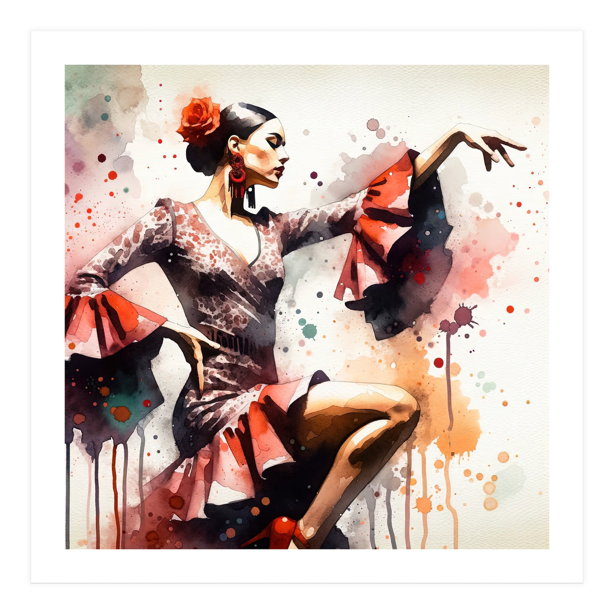 Scarlet Flamenco Side Pose (Print Only)