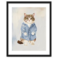 Sir James fluffy Tom cat in his blue pajamas oils