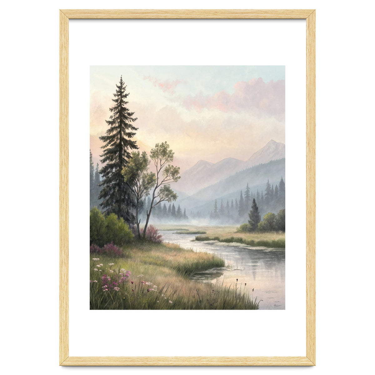 Dreamy Alpine Valley Landscape Painting