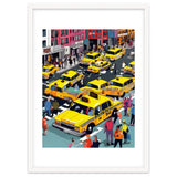 New York Minute, Yellow Taxi Cab Manhattan Downtown Busy Street, Traffic People Buildings Times Square Eclectic Road Architecture thumbnail