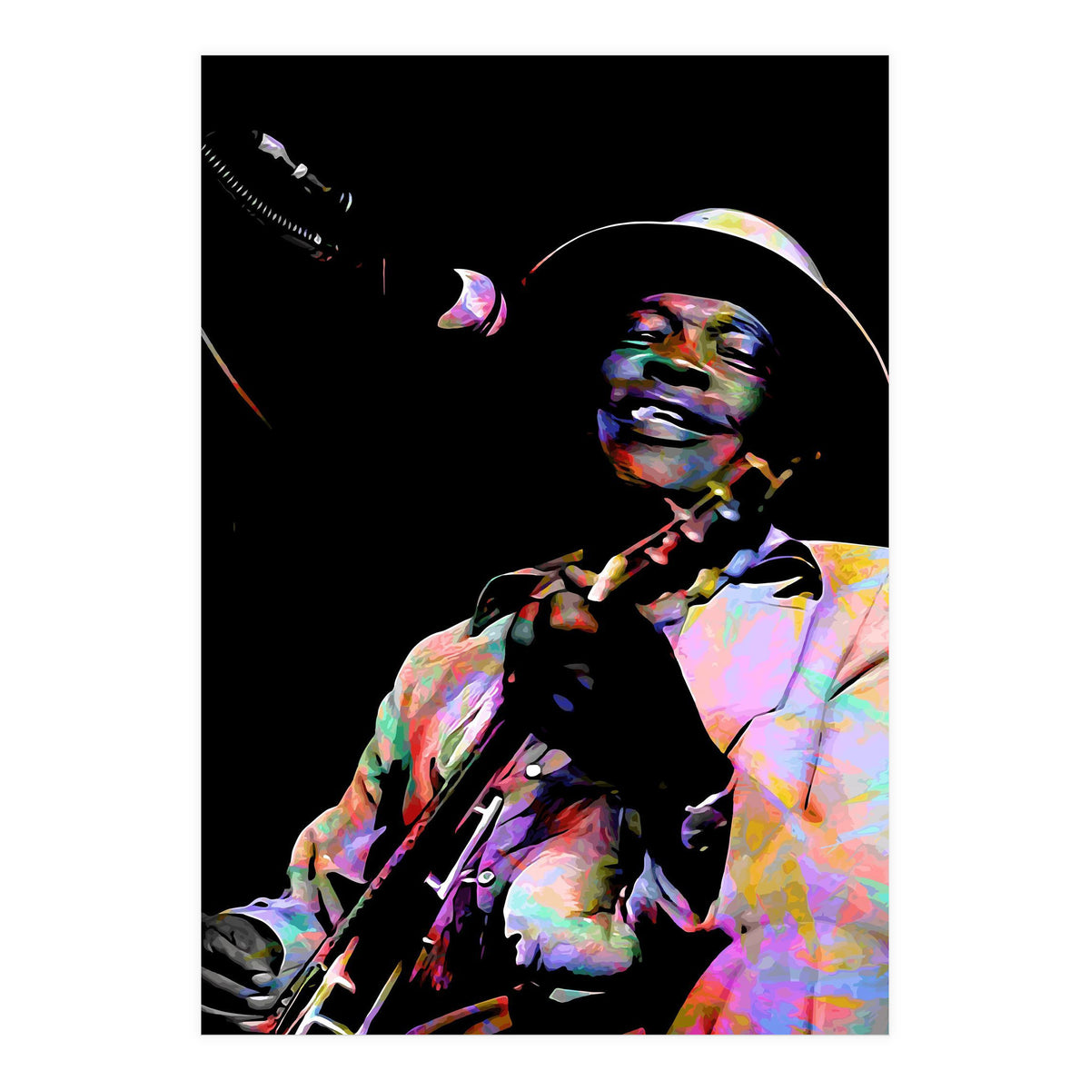 John Lee Hooker American Blues Guitarist Colorful Art (Print Only)