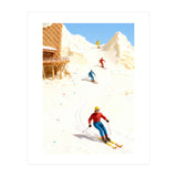 Skiing on Ice Cream Mountains, Miniature Skiers Winter Art Print for Kitchen Decor (Print Only) thumbnail