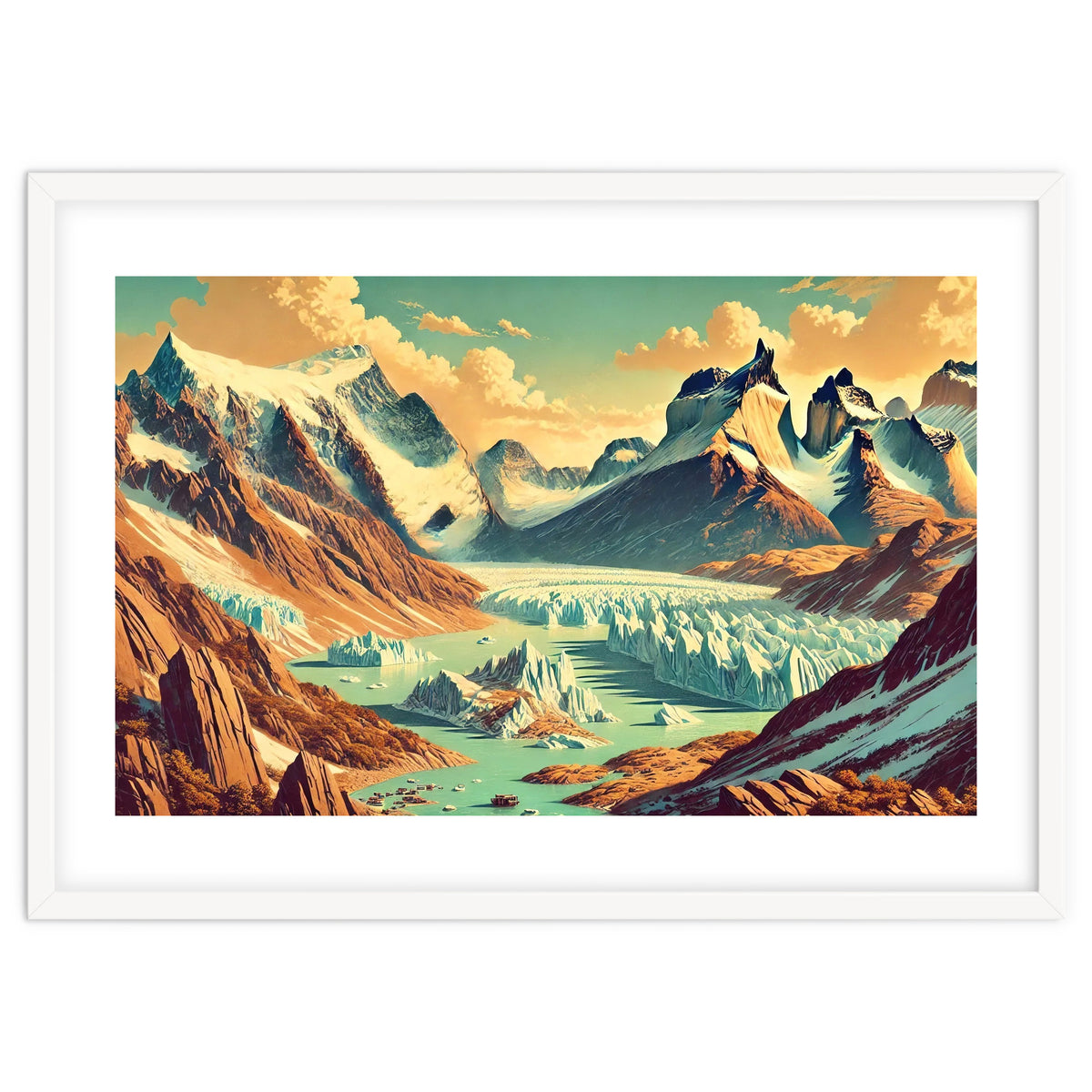 Vintage Argentina, Patagonia Glaciers Poster