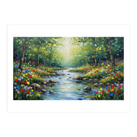 Sunlit Forest Stream (Print Only)