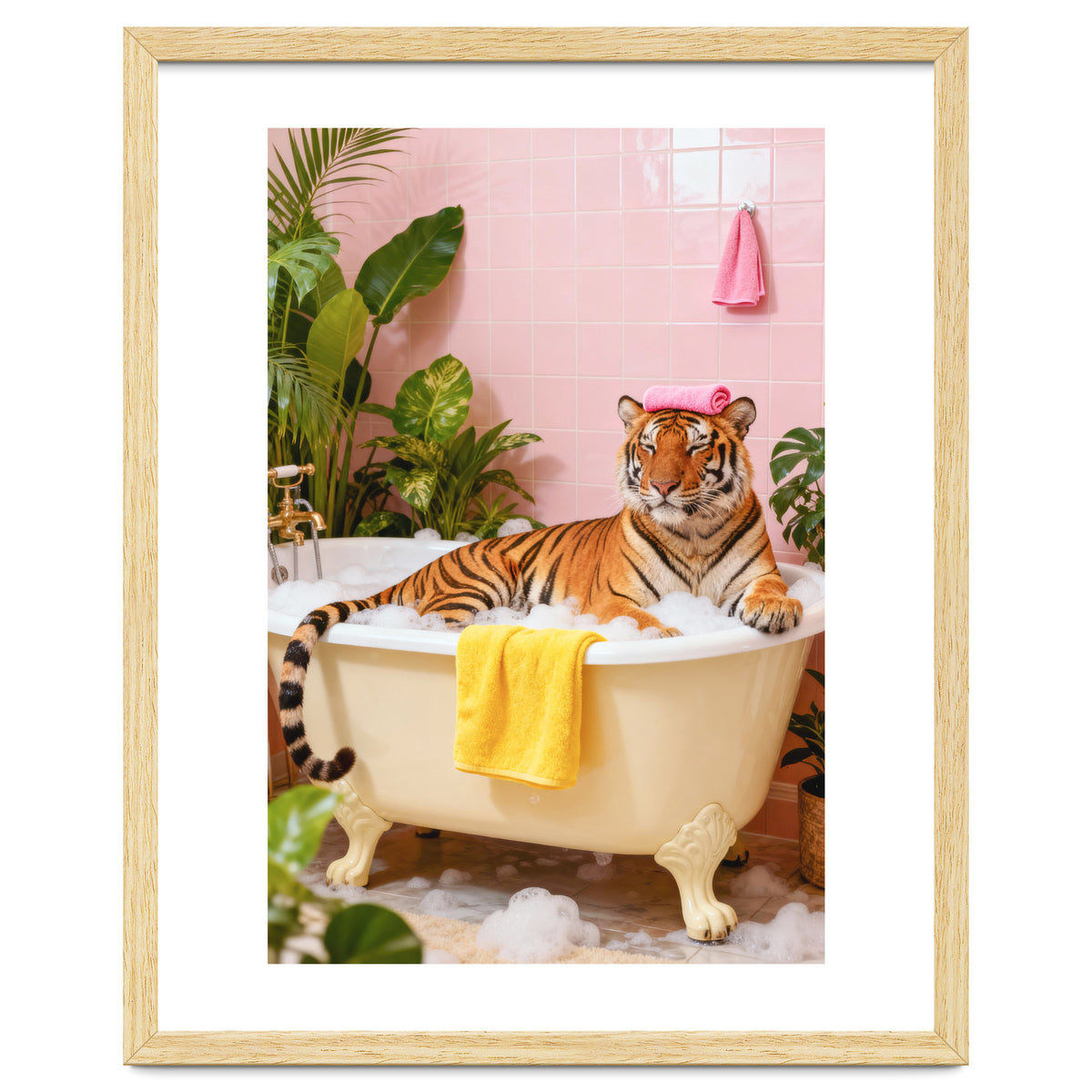 Leopard in Bathtub, Surreal Bathroom Scene