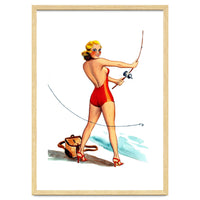 Pinup Girl Fishing On The Coast