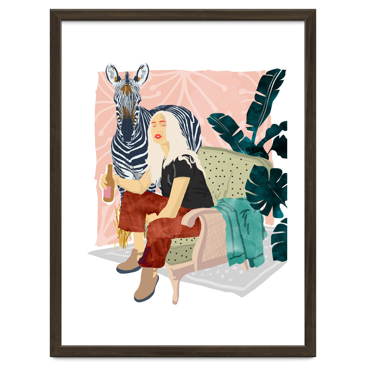 Zebra Hangout | Wildlife Urban Jungle Décor | Banana Leaves Monstera Plant Lady Fashion