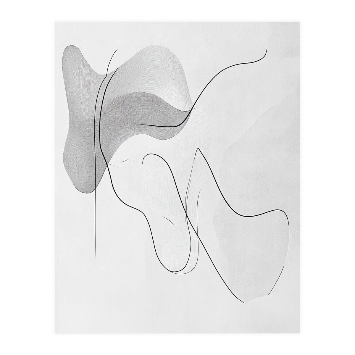 Abstract Black And White Flowing Lines And Shapes (Print Only)