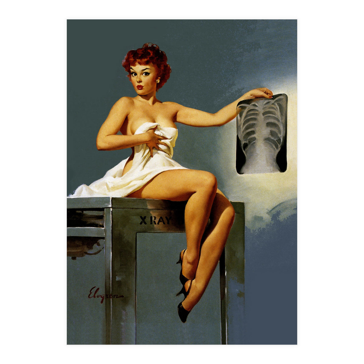 Pin Up Sexy Girl At The Doctor (Print Only)