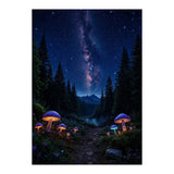 Enchanted Midnight Forest: Glowing Mushrooms and Milky Way (Print Only) thumbnail