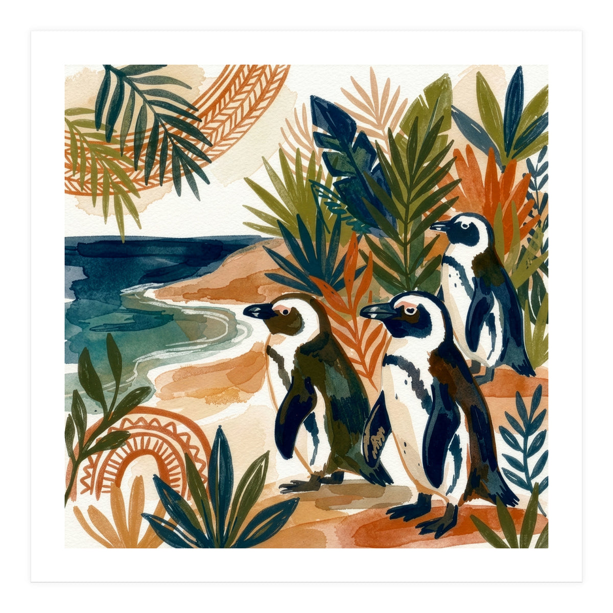 Beachside Penguin Gathering (Print Only)