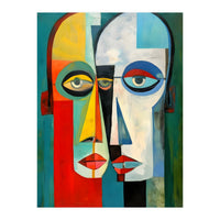 INSEPERABLE #02, Abstract robotic looking heads merged in bright vivid hues with emphasis on the eyes. (Print Only)