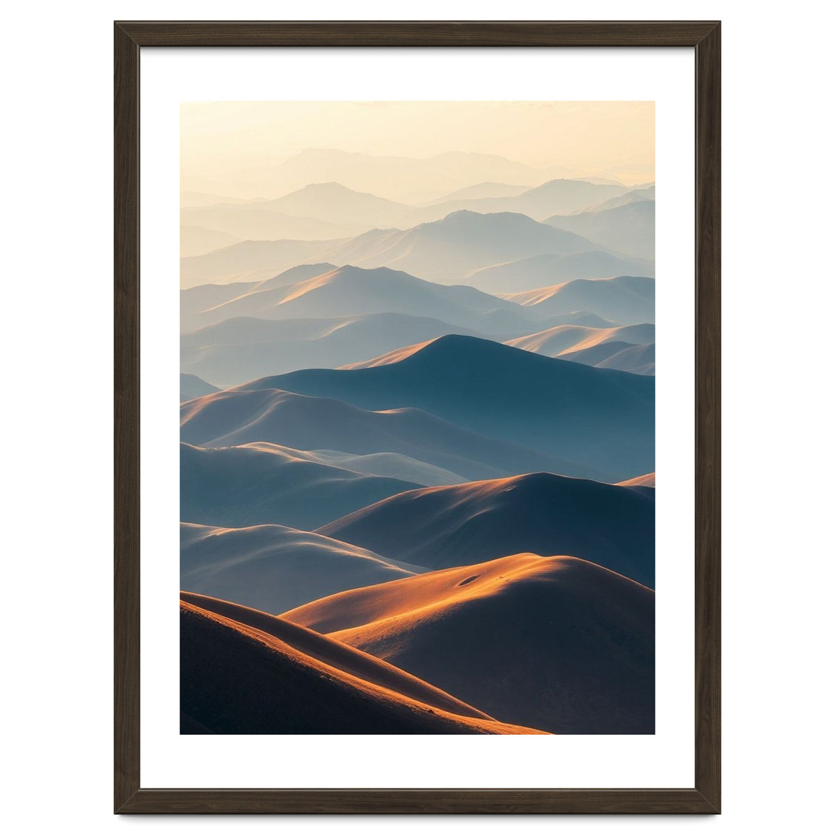Misty Desert Mountain Range Art