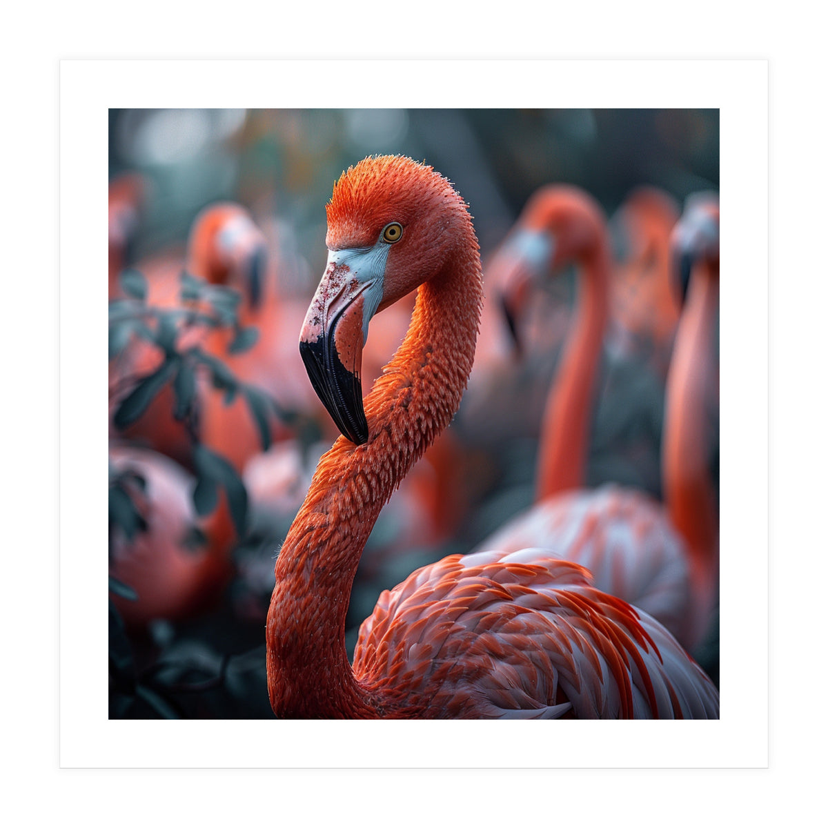 Beautiful Close Up Of A Pink Flamingo Bird (Print Only)