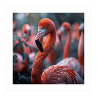 Beautiful Close Up Of A Pink Flamingo Bird (Print Only)