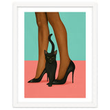 Woman In Heels With Black Cat thumbnail