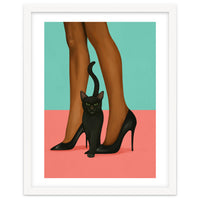 Woman In Heels With Black Cat