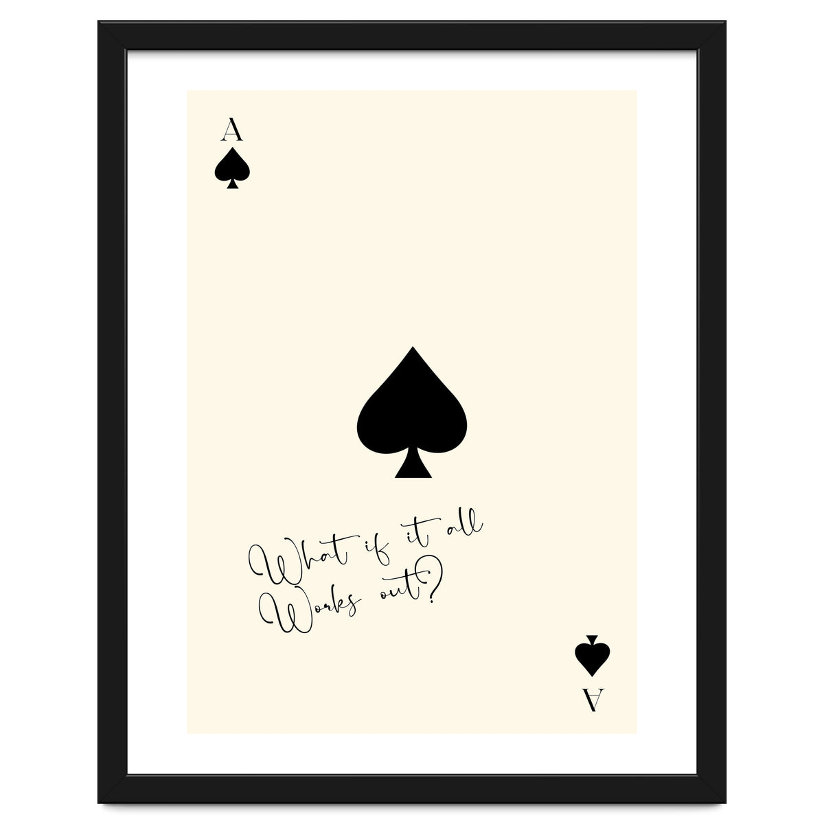 Ace of Spades Motivational Card Print, What If It All Works Out Poster