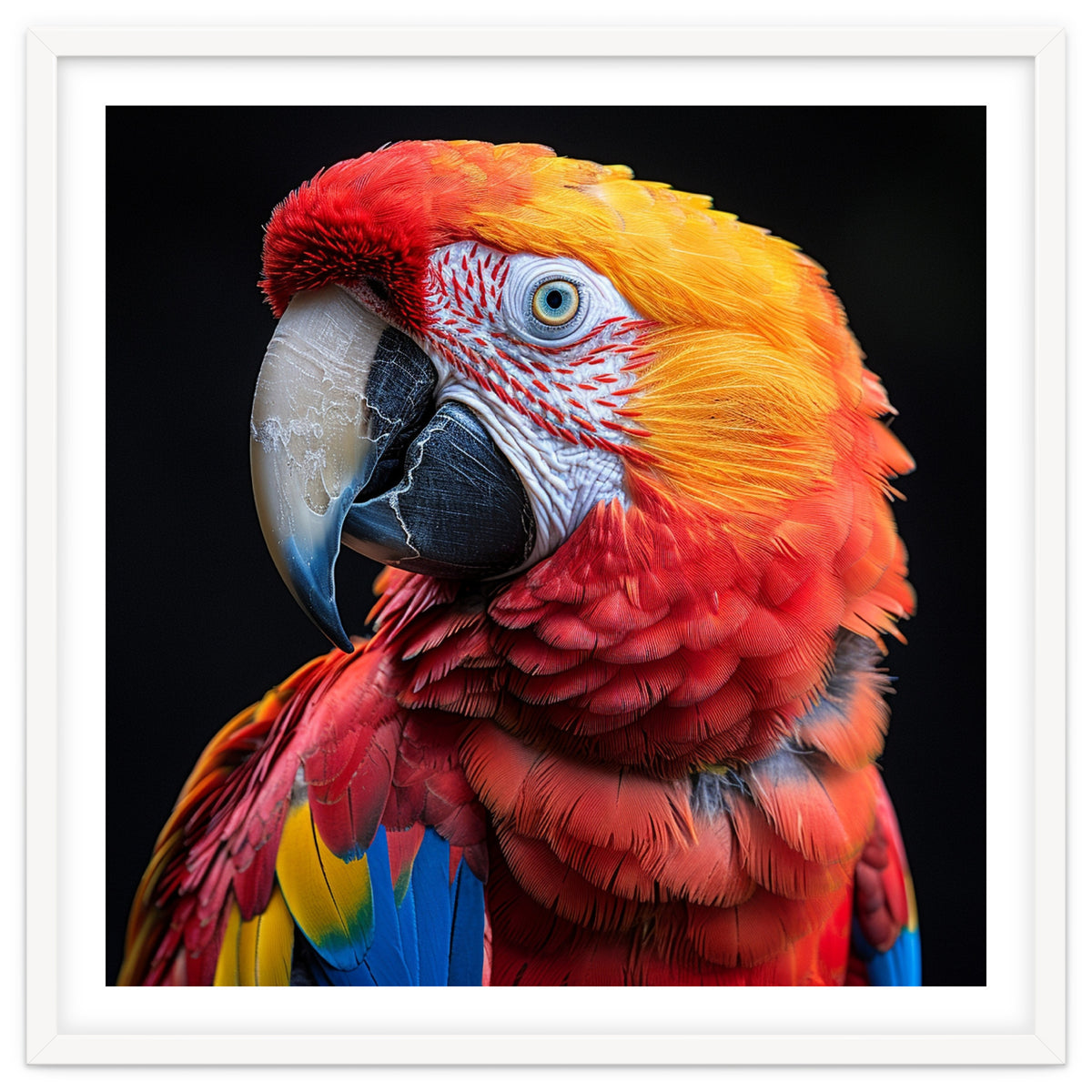 Scarlet Macaw Parrot Close Up Portrait Vivid Colors