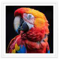 Scarlet Macaw Parrot Close Up Portrait Vivid Colors