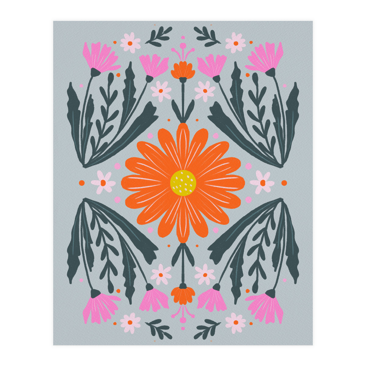 Orange Flower with pink buds (Print Only)