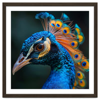 Peacock Bird Portrait Detailed Feathers Vibrant Colors