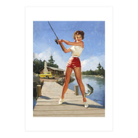 Pinup Fishing Girl With Her Catch (Print Only)