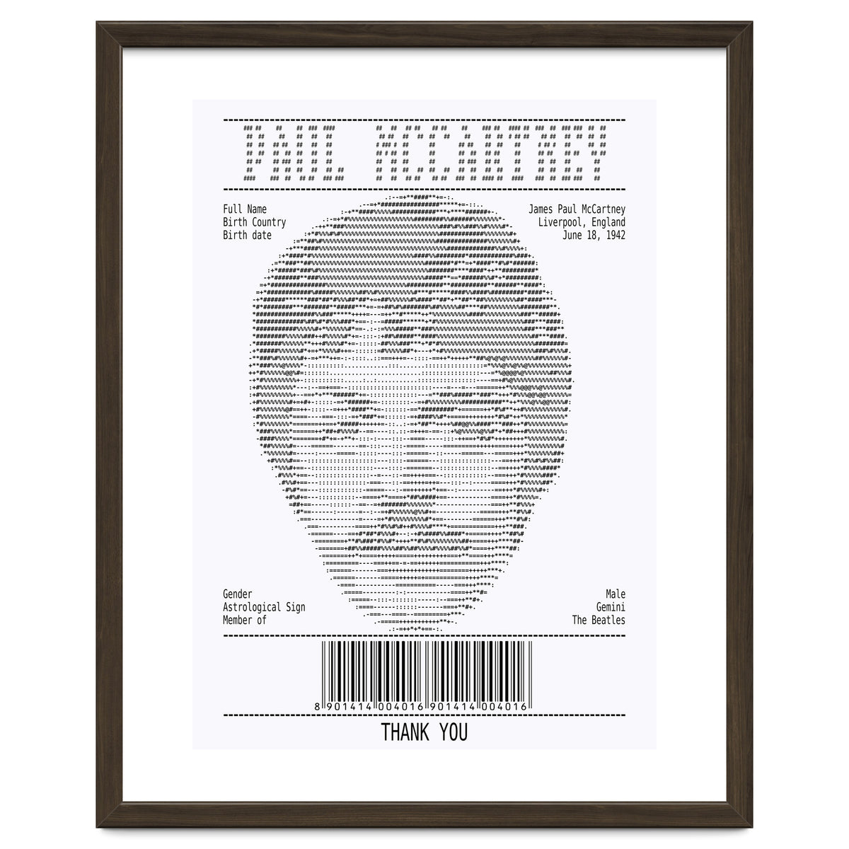 Receipt Art Paul Mc Cartney