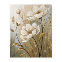 Elegant White Anemone Floral Oil Painting (Print Only)