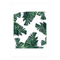 Banana Leaf Watercolor Painting, Tropical Nature Botanical Palm Illustration Bohemian Minimal Luxe (Print Only)
