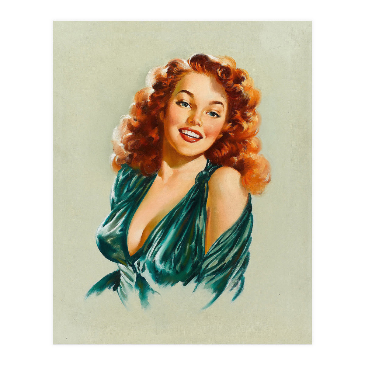 Portrait Of A Redhead Pinup Woman (Print Only)