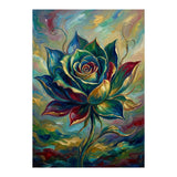 Enchanted Teal and Gold Rose Impasto Oil Painting (Print Only) thumbnail
