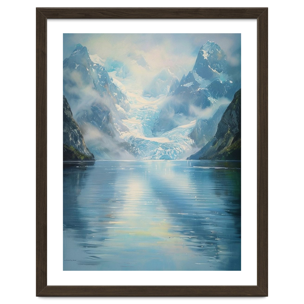 Ethereal Descent: The Glimmering Silence of the Ancient Glacial Fjord