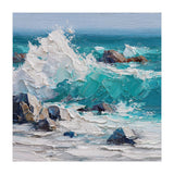 Dynamic Crashing Turquoise Ocean Wave Against Rugged Coastal Rocks (Print Only) thumbnail