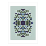 Flowers And Bows Blue And Green (Print Only) thumbnail