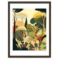Pastel Garden, Botanical Nature Plants Jungle, Bohemian Eclectic Forest Illustration