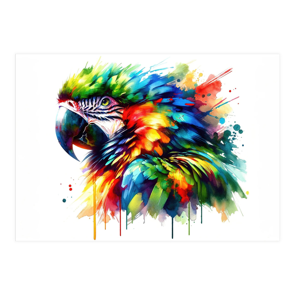 Vibrant Tropical Parrot Portrait (Print Only)