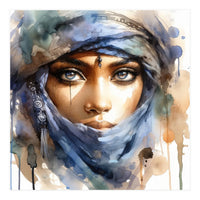 Blue Veil Tuareg Woman Portrait (Print Only)