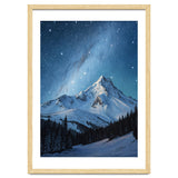 Majestic Snow-Capped Mountain Peak Under a Brilliant Starry Night Sky thumbnail