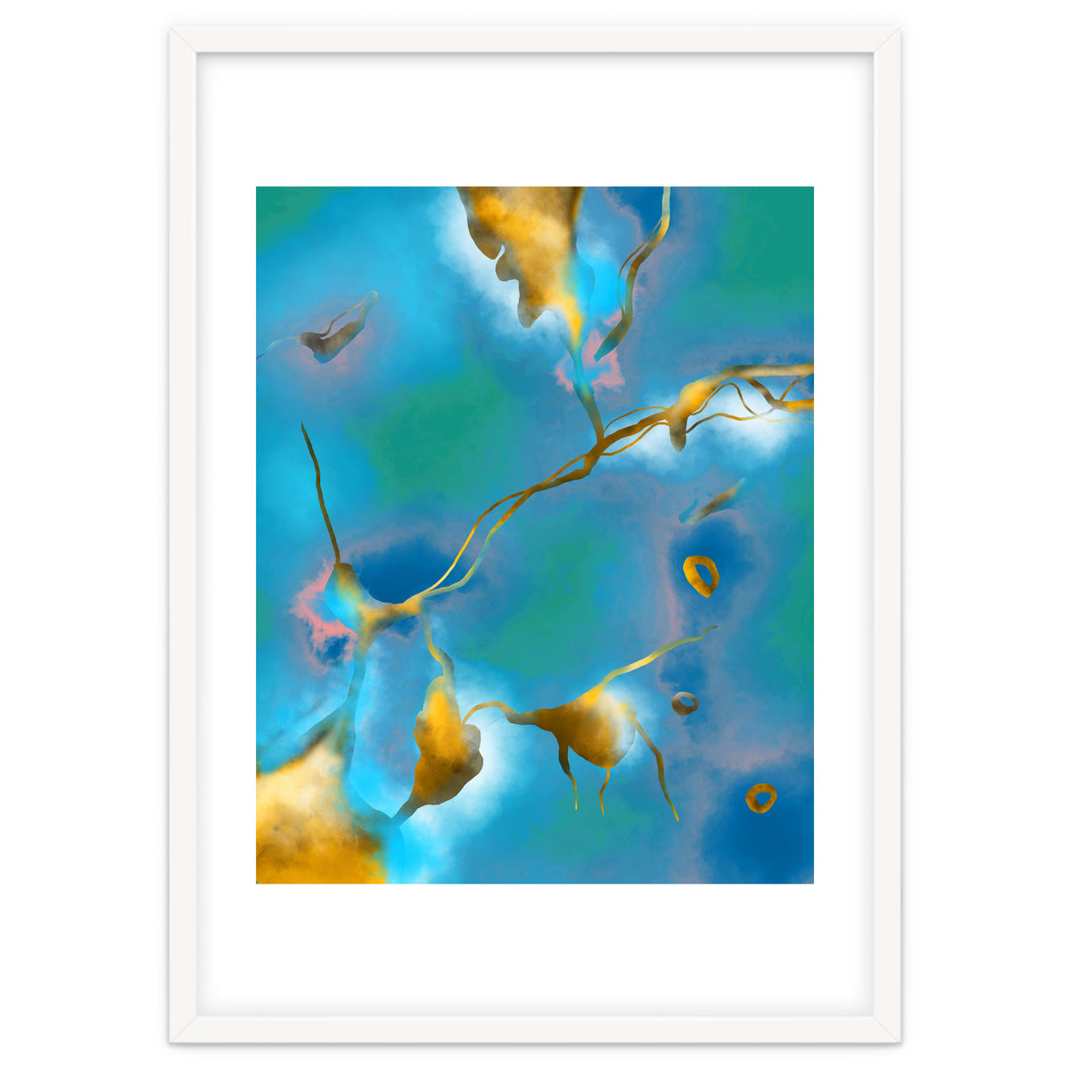 In My Veins, Abstract Marble Gold Texture, Eclectic Painting Resin Bohemian, Contemporary Luxe Chic Luxury