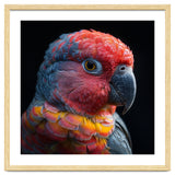 Close Up Parrot Face Red Blue Yellow Plumage thumbnail