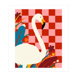 Checkers & The Great Egret, Wildlife Animals Maximalist Eclectic, Bold Heron Botanical Nature Jungle Bohemian (Print Only) thumbnail