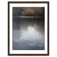 Atmospheric Golden Autumn Forest Reflection Oil Painting