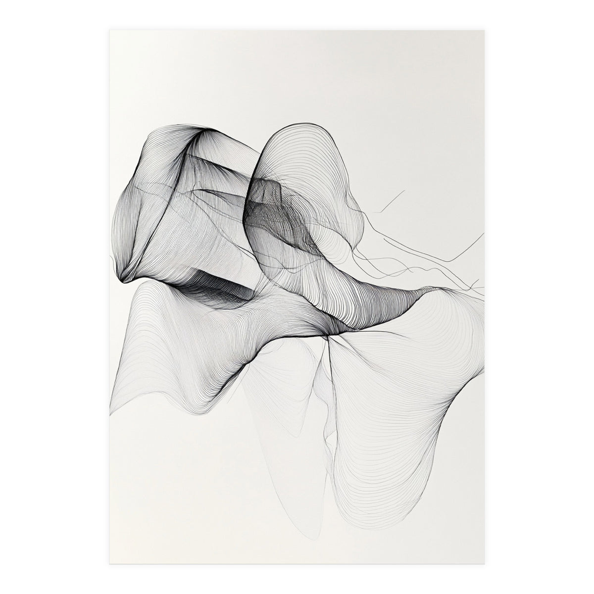 Abstract Black And White Flowing Lines Art (Print Only)